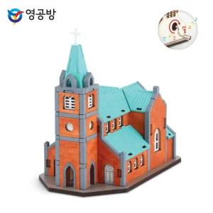 오르골만들기 DIY 수동 명동성당목재모형 조립키트 완구 방학숙제