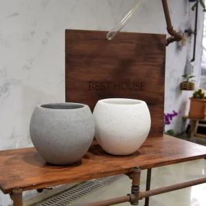 모던 시멘트 대리석무늬 볼원형 19x20cm 화분식물 꽃화분 키우기 인테리어 실내 취미생활 실내용 정원용품