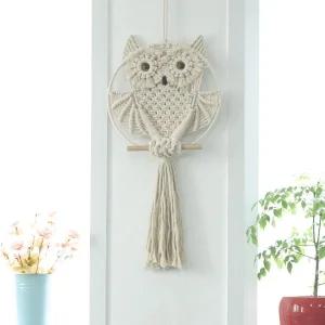 고급 부엉이 마크라메 벽 장식품 집들이선물 뜨개 카페 소품 홈데코 가리개 걸이