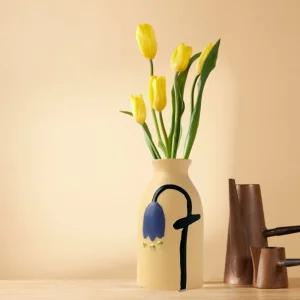 플라워 아트 도자기 꽃병 V4화병 집들이선물 예쁜장식품 카페소품 팬션 인테리어