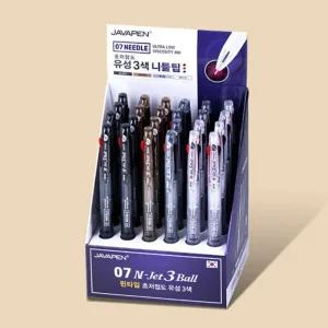 디스플레이용 자바 0.7 N-제트3볼 (24개 세트)3색유성펜 초저점도펜 니들팁펜 니켈실버펜 펜세트 컬러펜 국