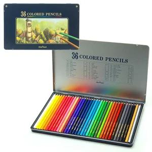 문화 고급36색 연필세트(틴케이스)1개미술도구 컬러링연필 수채연필 화연필 학습용연필 전문가용연필 연필