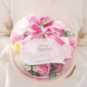 카네이션원형케익 핑크 어버이날 반전케이크스승의 비누 조화 시들지않는꽃 부모님선물 의선물