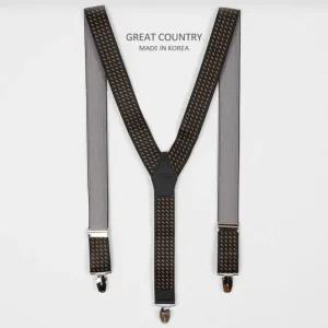 [룽스]클래식 서스펜더 넥타이 블랙오렌지도트