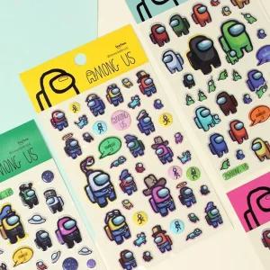 어몽어스 스폰지 스티커 (20개 1세트)꾸밈 꾸미기 캐릭터 귀여운 어스 문구용 팬시용 데코 다이어리