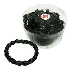 꽈배기 반짝검정고무줄 30P 코사지 헤어밴드여성끈 머리 대용량