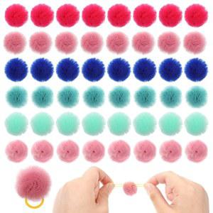 고무 탄력 밴드가 있는 48개의 강아지 털 퍼프 볼 보우 반려동물 그루밍 헤어밴드 폼 폼, 작은 강아지, 고양이를 위한 헤어 액세서리, 컬러