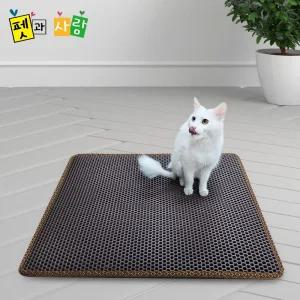 고양이 모래패드 이중 방수 벌집매트 75x55cm 샌드클린 발판 화장실 배변