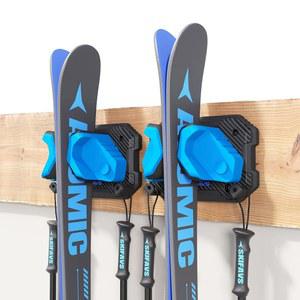 모든 스키/보드에 맞는 차고 벽용 스키 및 스노보드 벽걸이, 벽걸이 홀더 손상 없는 보관 선반, 정리 공간 절약 겨울 장비 정리함, 파란색, 2팩