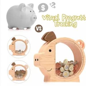 인테리어 돼지 저금통 지폐 동전 금고 보관함투명 소형 원목 어린이 답례품 아크릴 집들이선물 큰저금통 개