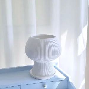 모던 도기 세로줄 화분 MCP202 16x24cm 화이트베란다 집화분 예쁜 식물 선물 장식 디자인 꾸미기 정원 도자