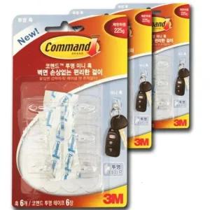 3M 벽걸이형 투명 후크걸이 미니 18개 문옷걸이 고리 다용도걸이 벽걸이 벽걸이행거
