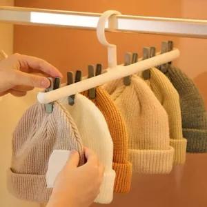 6개 집게 360도 회전후크 다용도 모자 보관 걸이 가방정리 비니걸이 옷걸이집게 방문옷걸이
