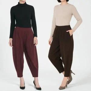 [샵앤] 여성 밴딩 빅사이즈 골지 배기 승마바지 WON-WPT-WFL44BU