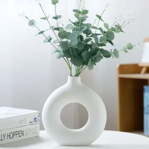 루미 도자기 인테리어 꽃병 23.5x22cm 화이트 다용도꽂이 화병 석고