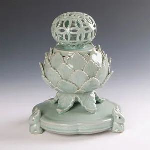 청자 칠보 작품 투각 향로 L 향꽂이 향홀더 미니향로 향로 작품도자기 장식품 도자기소품