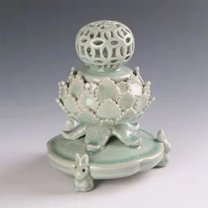 청자 칠보 투각 향로 제수용 S 향꽂이 향홀더 미니향로 향로 작품도자기 장식품