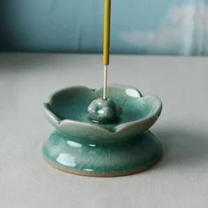 청자 연잎 향꽂이 향꽂이 향홀더 장식품 도자기소품 미니어처소품