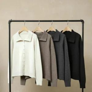 여자 빅카라 터틀넥 롱버튼 가을 니트 가디건