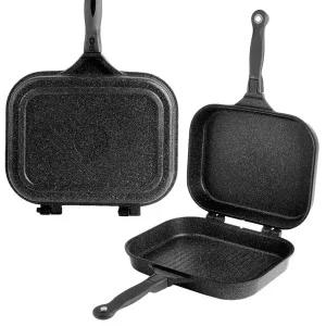 [퀸덤]점보 양면팬 사각후라이팬 생선구이팬 분리형 토스트팬