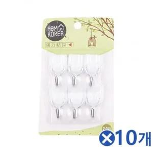 사무용 다용도후크 6Px10개 벽행거 옷걸이후크 벽부형 다용도걸이 다용도걸이훅