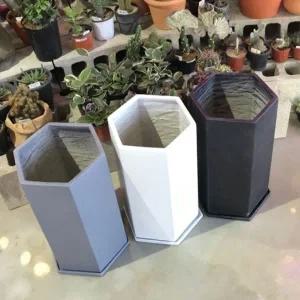 모던 수지 육각 마블화분 24x45cm (3색상)