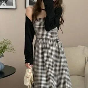 쌍문상회 볼레로 가디건 체크 나시 원피스 투피스 세트