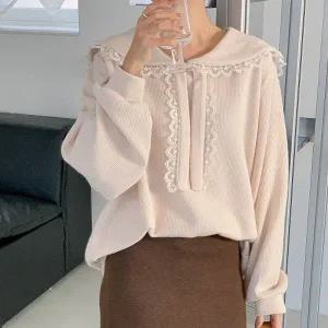 [다잇템] 여자 보우 큰사이즈 세라카라 귀여운 레이스 맨투맨_23844588_588872