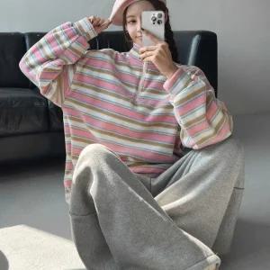 [다잇템] 여자 플리스 박시핏 하프집업 폴라넥 보온 FW 맨투맨_23844584_588872