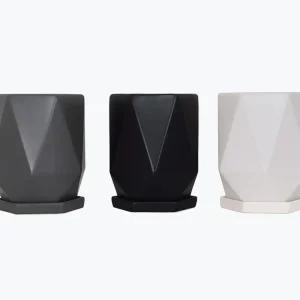 모던레시피 육각 다면체 무광 도자기 화분 15x20cm분배 인테리어 정원 원예 베란다 심플한 꽃화분 식물 플