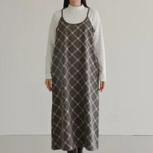 빅사이즈 511 소재좋은체크끈원피스 DLYV738