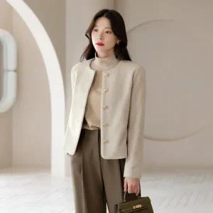 XXL까지) 헤메안 라운드넥 모직 자켓 겨울 가을 아우터 데일리 일상 캐쥬얼 출근룩 베이직 빅사이즈