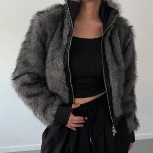 [다잇템] 여자 투웨이집업 퍼트리밍 FW 페이크밍크 레더 자켓_23853029_588872