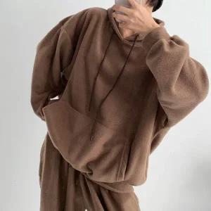 [다잇템] 여자 겨울후드티 일상룩 츄리링바지 플리스 고무줄 세트_23853107_588872