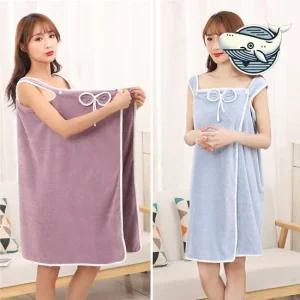 부드러운 리본 포근한 극세사 샤워가운 여성 샤워가운 타올가운 극세사가운 홈웨어가운