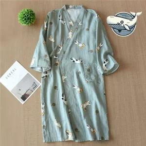 여름 캐주얼 남성 반팔 바스 로브 민트 무늬 샤워가운 골프샤워가운 골프목욕가운