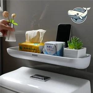 욕실 수납 선반 그레이 컬러 변기 일자 정리대 화장실선반 무타공욕실선반 욕실젠다이