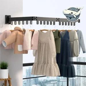 벽부착형 다용도 3단 빨래 건조대 블랙 기능성 벽면부착건조대 와이셔츠건조대 2단건조대
