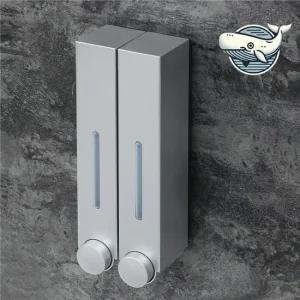 모던 실버 2구 욕실 디스펜서 세면대 물비누 물비누 샴푸 린스 바디워시 리필액 용기