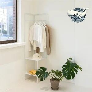 모던 코너 행거 수납 솔루션 원룸 오피스텔 스텐 튼튼 사무실 방 외투 철제 바퀴 이동 매장