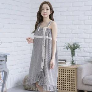 면 골프 고방체크 레이스 리본 목욕샤워가운 밀크초코 골프가운 골프샤워가운 골프장가운