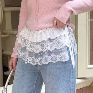 [하프클럽/]레이스 허리밴딩 레이어드 플라워 스커트