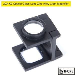 금속 눈금자 접이식 스케일 천 확대경, K9 광학 렌즈, 블랙 스프레이 페인트 포켓 루페, 20X