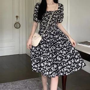 [하프클럽/]프릴 캉캉 플레어 원피스 스모크밴딩 오프숄더 가능 미디기장