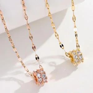 [하프클럽/]여성 큐빅 목걸이 써지컬스틸 두줄 체인 고급 장신구 링