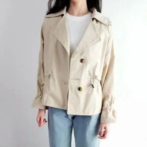 [하프클럽/]유니크 레이디 봄철 추절기 크롭핏 트렌치자켓 숏기장 트렌치코