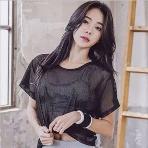 [하프클럽/]레이디숏티 베스트 비침소재 티 망사 그물망 레이어드티