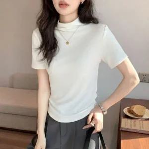 [하프클럽/]반폴라 미니터틀 프릴 스테디하프슬리브 티