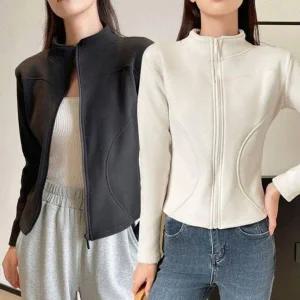 [하프클럽/]여성 스키니핏 핏 후리스 원단 차이나 지퍼후드 점퍼 오픈니트