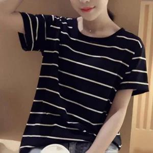 [하프클럽/]반소매 레이디스 패턴 줄무늬 2P 우먼 유니크 예쁜티드레스셔츠